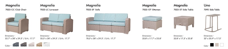 Laurel sofa and coffee table Dimension and color of Magnolia sofa series