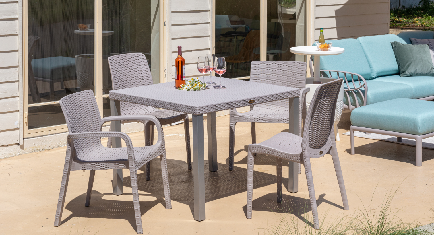 Rattan plastic best sale dining table