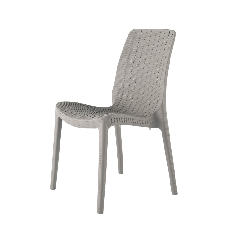 Rue Stackable Rattan Dining Chair-Gray