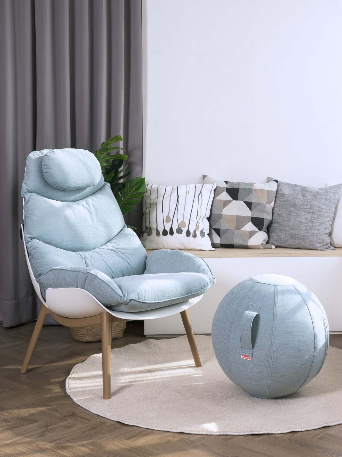 Monstera Accent Chair with Yoga Ball
