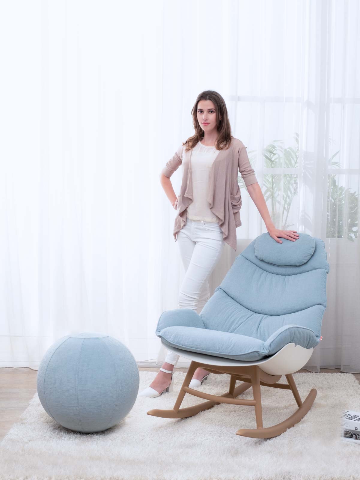 Monstera Rocking Chair with Yoga Ball